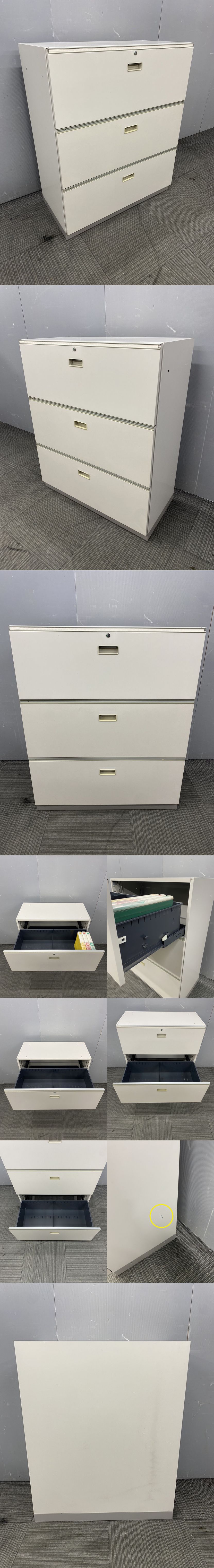 ◆管3413◆自社便対応地域あり◆イトーキ製◆3段A4ラテラル書庫◆幅900mm 高1100mm◆ライトグレー